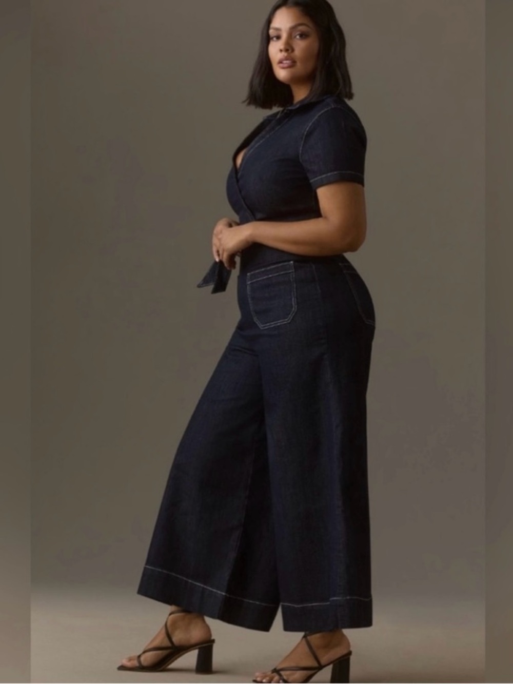 NWT Anthropologie x Maeve-Colette Black Denim Wrap Jumpsuit.Size 24W - Picture 13 of 13